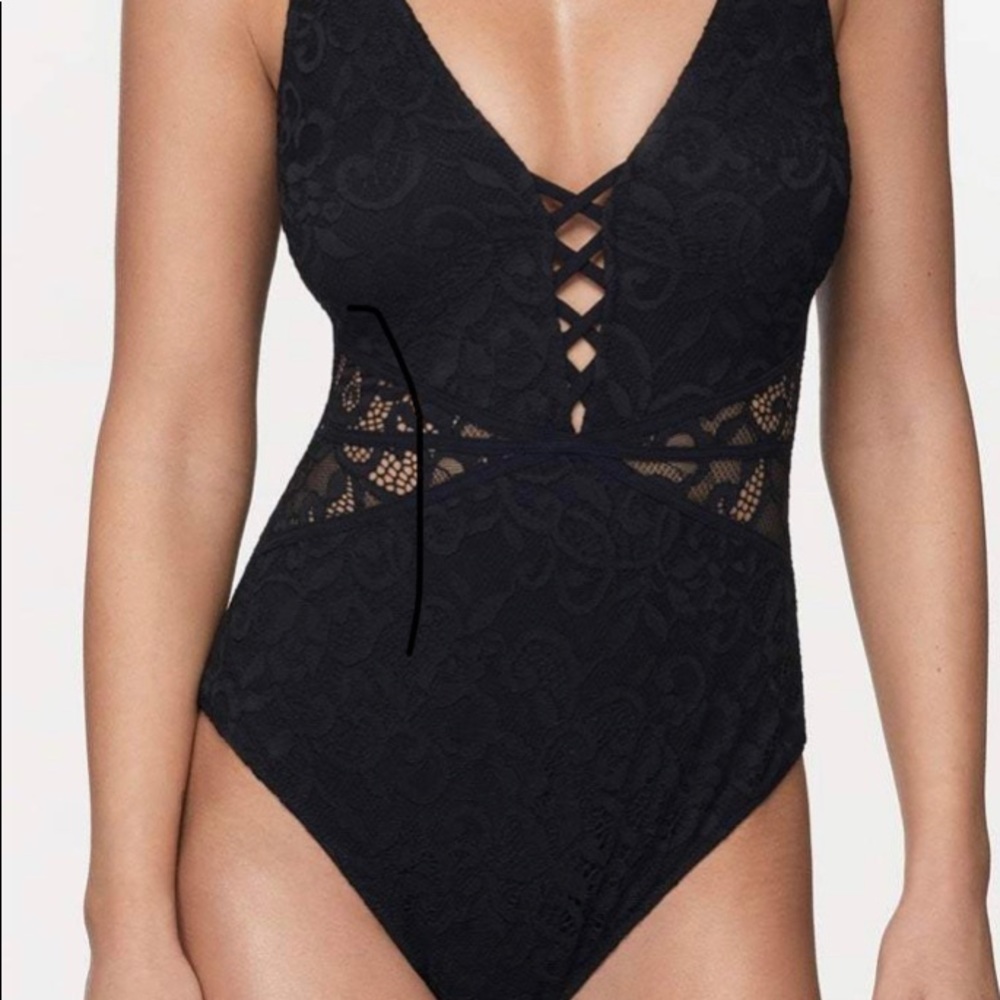 NWT Profile by Gottex black lace swim suit 8 D